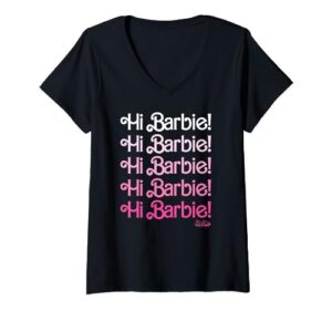 barbie the movie - hi barbie stacked v-neck t-shirt