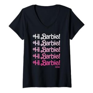 Barbie The Movie - Hi Barbie Stacked V-Neck T-Shirt