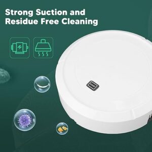 Pwshymi Robotic Vacuum Cleaner, Strong Suction Automatic Self Charging Intelligent Sweeping Robot White Single Suction for Home