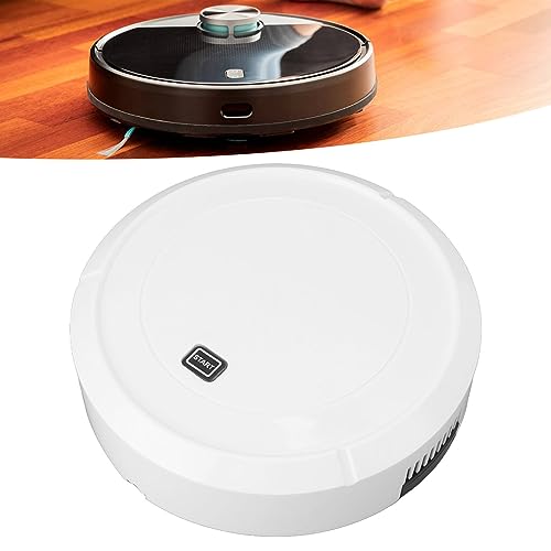 Pwshymi Robotic Vacuum Cleaner, Strong Suction Automatic Self Charging Intelligent Sweeping Robot White Single Suction for Home