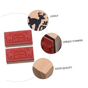 Abaodam Christmas Wooden 6 Pcs Christmas Deer Seal Making Stamp Christmas Album Christmas Stamper Wooden Craft Stamp DIY Stamper for Stamps Gift Seal Stamps Wood Stamper Elk Cake