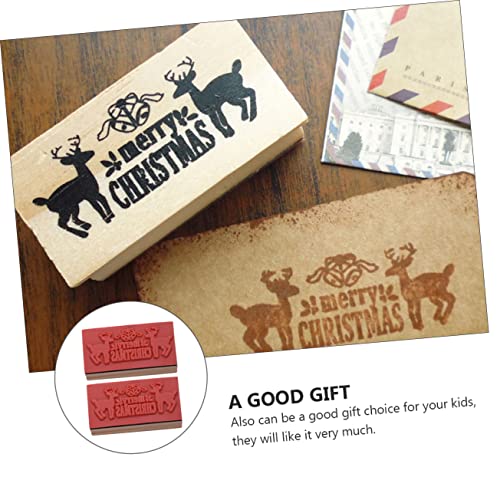 Abaodam Christmas Wooden 6 Pcs Christmas Deer Seal Making Stamp Christmas Album Christmas Stamper Wooden Craft Stamp DIY Stamper for Stamps Gift Seal Stamps Wood Stamper Elk Cake