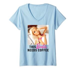 barbie - this barbie needs coffee v-neck t-shirt