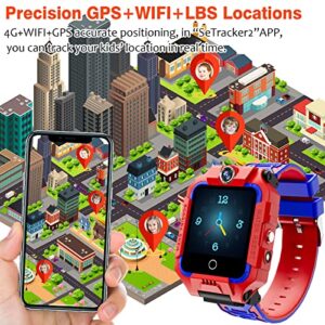 OKYUK 4G Kids Watch Phone T10, Funny 360° Rotation Screen Dual Camera Smart Watch for Boys Girls, IP67 Waterproof, 2-Way Calls, GPS, SOS, Video Calls, Remote Control, Pedometer Smartwatch