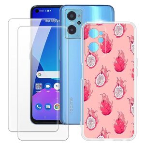 milegao oppo realme 9i 4g rmx3491 case + 2pcs screen protector tempered glass, ultra thin bumper shockproof soft tpu silicone cover case for oppo a76 (6.6”)
