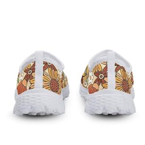 INSTANTARTS Womens Water Shoes Sunflower Hippie Flower Slip-on Lightweight Casual Sports Aqua Shoes Colorful Quick Dry Mesh Shower Swim Pool Beach Sneakers