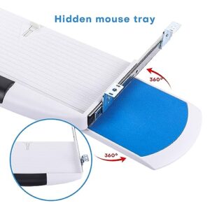 Keyboard Drawer Tray Under Desk w/Rotatable Mouse Platform Steel Smooth Sliders, White & Blue