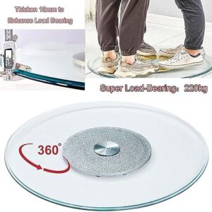 Lazy Susans Turntable Glass Lazy Susan Serving Turntable, 50-120cm, 360-Degree Free Rotating Anti-tilt Spinning Dining Table Centerpiece ， Serving Platters For Kitchen Dining Table Hotel (Color : Sil