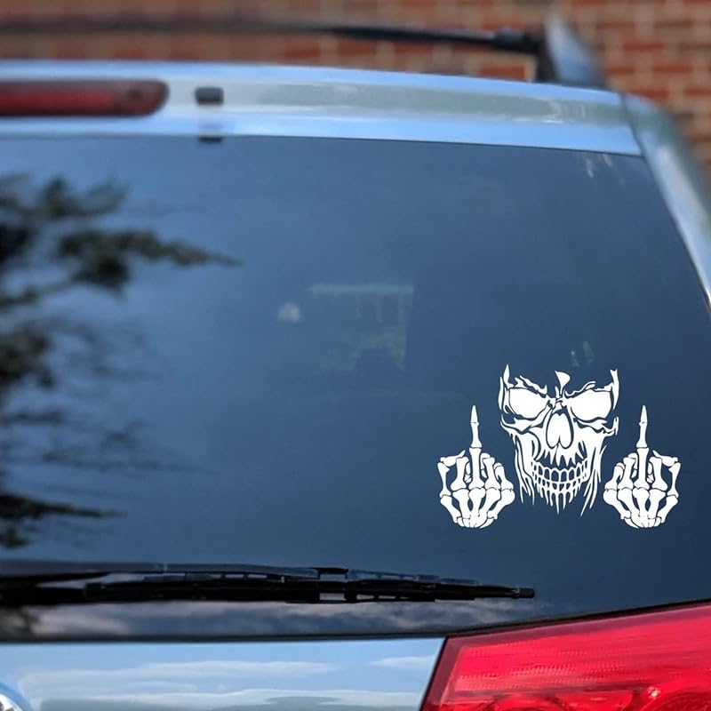 Skull with Middle Finger Vinyl Decals,Funny Car Stickers for Volvo S60,Nissan Juke,Hyundai I30,Jeep Grand Cherokee,Kia