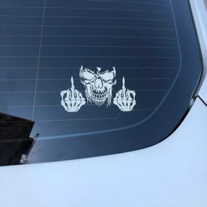 Skull with Middle Finger Vinyl Decals,Funny Car Stickers for Volvo S60,Nissan Juke,Hyundai I30,Jeep Grand Cherokee,Kia