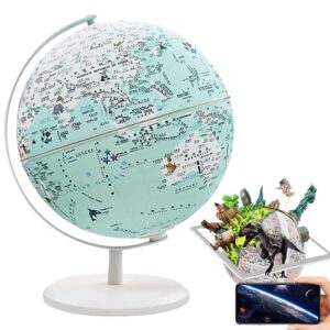 360° rotating globe - educational globe for kids, interactive ar world globe, illuminated 360° rotating globe lamp, educational earth globe for birthday halloween christmas gift desk decor (blue)