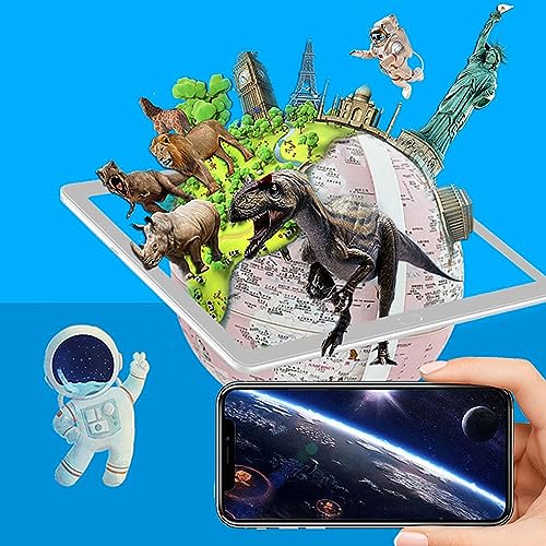 360° Rotating Globe - Educational Globe for Kids, Interactive AR World Globe, Illuminated 360° Rotating Globe Lamp, Educational Earth Globe for Birthday Halloween Christmas Gift Desk Decor (Blue)