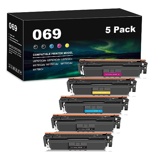 069 Toner Cartridge Replacement for Canon 069H for imageCLASS MF753Cdw MF751Cdw LBP674Cdw Printer ( 5 Pack )