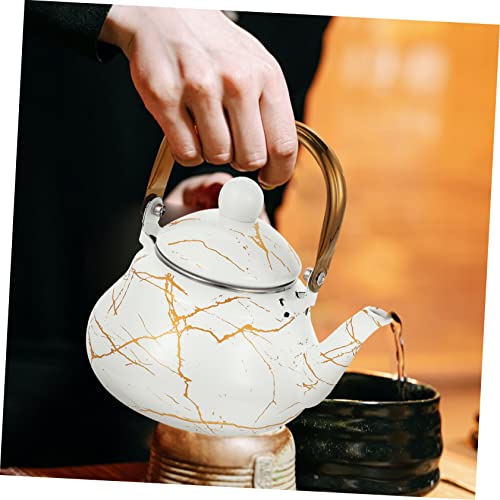Luxshiny Marble Enamel Jug Vintage Espresso Machine Loose Leaf Tea Pot Ceramic Tea Pot Porcelain Water Pot Small Tea Kettle Stovetop Whistling Kettle Water Boiling Kettle Food Grade Tea Pot