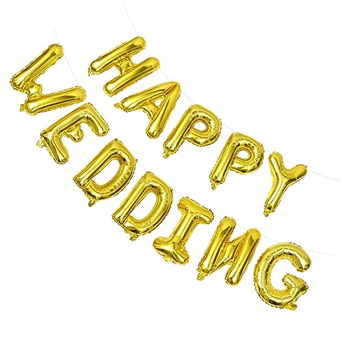 ERINGOGO 2 Sets 16 Wedding Foil Balloon rose gold ballons letter decor gold decorations Wedding Party Bunting Wedding backdrop golden DIY garland Balloon Party Decoration Party Decorations