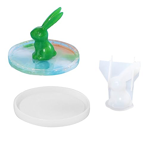 Rabbit Tray Resin Mould,Jewelry Storage Tray Mould Fruit Serving Plate Silicone Mould Resin Casting Mold for Desk Decor