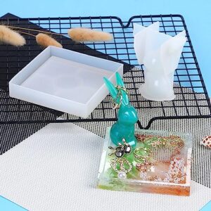 Rabbit Tray Resin Mould,Jewelry Storage Tray Mould Fruit Serving Plate Silicone Mould Resin Casting Mold for Desk Decor