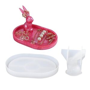 Rabbit Tray Resin Mould,Jewelry Storage Tray Mould Fruit Serving Plate Silicone Mould Resin Casting Mold for Desk Decor