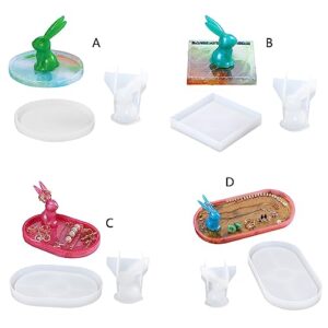 Rabbit Tray Resin Mould,Jewelry Storage Tray Mould Fruit Serving Plate Silicone Mould Resin Casting Mold for Desk Decor