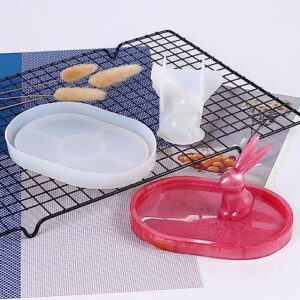 Rabbit Tray Resin Mould,Jewelry Storage Tray Mould Fruit Serving Plate Silicone Mould Resin Casting Mold for Desk Decor