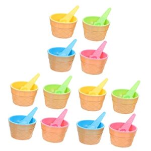 healeved 12 sets ice cream cup sundae bowls cute cupcake cups dessert cup with scoop reusable dessert bowls ice cream dishes salad bowl ice cream party favors child pp paper cup soup bowl