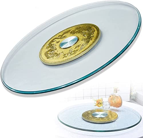 Tempered Glass Turntable Lazy Susan Turntable for Dining Table, Explosion-Proof Tempered Glass Kitchen Dining Table Rotating Tray, Smooth Swivel (Size : 60cm/23.6in)