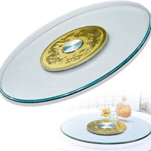 Tempered Glass Turntable Lazy Susan Turntable for Dining Table, Explosion-Proof Tempered Glass Kitchen Dining Table Rotating Tray, Smooth Swivel (Size : 60cm/23.6in)