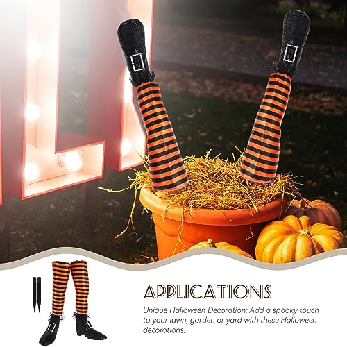 TOYANDONA Halloween Witch Legs with Stakes 1 Pair Upside Down Wicked Witch Prop Haunted House Decoration For Outdoor Garden Lawn Yard Porch Pathway Driveway Ornaments