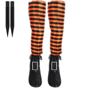 TOYANDONA Halloween Witch Legs with Stakes 1 Pair Upside Down Wicked Witch Prop Haunted House Decoration For Outdoor Garden Lawn Yard Porch Pathway Driveway Ornaments