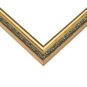 6x24 frame black & gold solid wood picture frame width 1.125 inches | interior frame depth 0.375 inches | broderick traditional photo frame complete with uv acrylic, foam board backing & hanging
