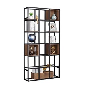 SAtcop Sleek Black Bookshelf Featuring MDF Screen Design and Steel Handles, Size: 35.43''x69.88'' for Home & Office