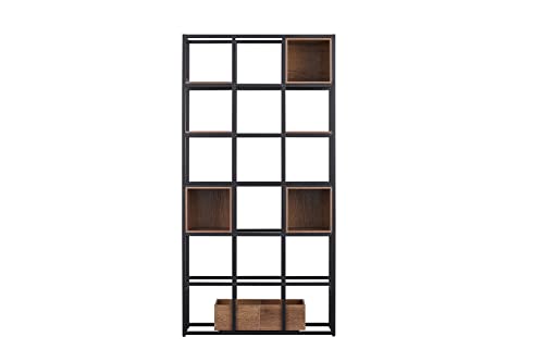 SAtcop Sleek Black Bookshelf Featuring MDF Screen Design and Steel Handles, Size: 35.43''x69.88'' for Home & Office