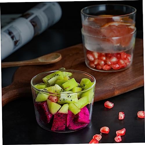 NOLITOY 2pcs Yogurt Cup with Cover trifle bowl glass clear glass bowls vitroleros para mini Glass dessert bowl mini salad bowl clear fruit Multi-functional Bowl Pudding Bowl