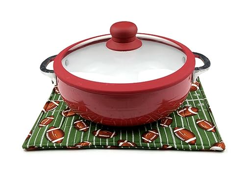 Footballs on Field Casserole Dish Hot Pad