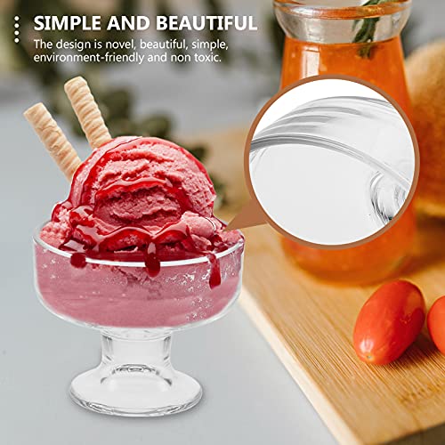 Glass Dessert Bowls Footed Ice Cream Cups Glass Dessert Cup Custard Cup Decorative Trifle Bowl for Fruit Salad Snack Cocktail Condiment Serveware 250Ml Glass Trifle Bowl Easy to Clean