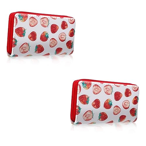 Cabilock 2pcs wallet purses strawberry kawaii girls gifts red purse girls purse mini purse girl gifts plant accessories leather long purse women purse bags Ornament Miss