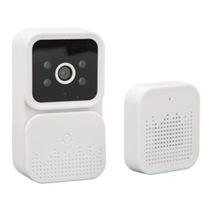 wireless two way talk video doorbell camera, night, remote video call, rechargeable battery for smart security, white