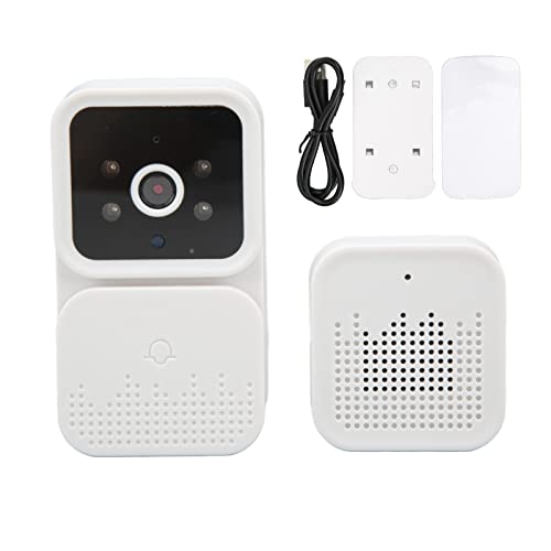 Wireless Two Way Talk Video Doorbell Camera, Night, Remote Video Call, Rechargeable Battery for Smart Security, White