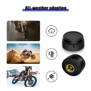 NEW CAR SOUL Bluetooth Motorcycle Tire Pressure Monitoring System with 2 External Sensors - Tire Pressure & Temperature Alarm - Wireless Motorcycle TPMS Supporting iOS and Android