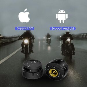 NEW CAR SOUL Bluetooth Motorcycle Tire Pressure Monitoring System with 2 External Sensors - Tire Pressure & Temperature Alarm - Wireless Motorcycle TPMS Supporting iOS and Android