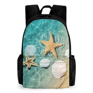 starfish and seashell on the beach laptop backpack for men women shoulder bag business work bag travel casual daypacks