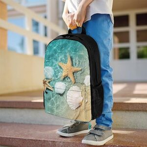 Starfish and Seashell on The Beach Laptop Backpack for Men Women Shoulder Bag Business Work Bag Travel Casual Daypacks