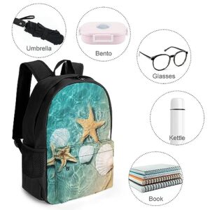 Starfish and Seashell on The Beach Laptop Backpack for Men Women Shoulder Bag Business Work Bag Travel Casual Daypacks