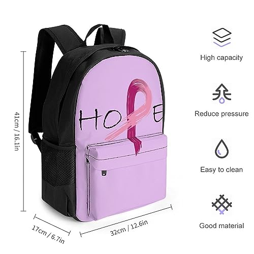 Pink Ribbon - Breast Cancer Awareness Laptop Backpack for Men Women Shoulder Bag Business Work Bag Travel Casual Daypacks