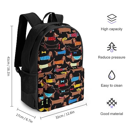 I Love My Dog Dachshunds Laptop Backpack for Men Women Shoulder Bag Business Work Bag Travel Casual Daypacks