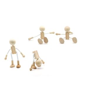 SEWACC Toddler Toys 28 Pcs DIY Educational Action Figure Wooden peg Doll Cake Topper Unfinished Wooden People Dolls Painted Craft Wooden Shapable Robot Wood Grain Crafts Shelf Mannequin