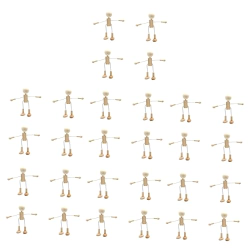 SEWACC Toddler Toys 28 Pcs DIY Educational Action Figure Wooden peg Doll Cake Topper Unfinished Wooden People Dolls Painted Craft Wooden Shapable Robot Wood Grain Crafts Shelf Mannequin