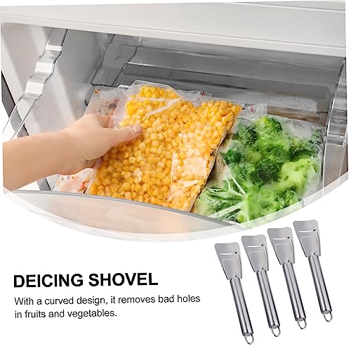 Happyyami 4pcs Stainless Steel Icing Spatula refrigerator for car stainless steel ice scoop squeegee for car Fridge Ice Remover fridge freezer Fridge Dredging Kit Refrigerator Ice Shovel arc