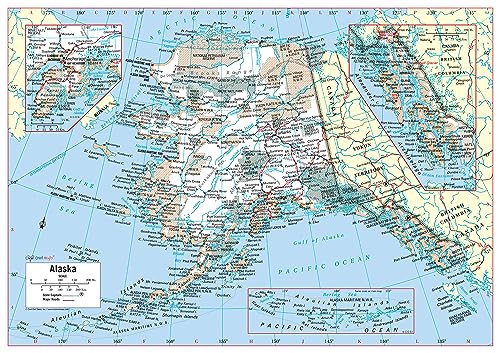 Cool Owl Maps Alaska State Wall Map Poster Large Print Rolled 34W"Hx24"H - paper