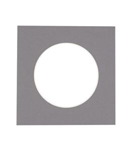 15x15 mat bevel cut for 11x11 photos - precut charcoal circle shaped photo mat board opening - acid free matte to protect your pictures - bevel cut for family photos, pack of 1 matboard show kit with